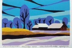 Kleurenhoutsnede kerstkaart 2020 10x15cm