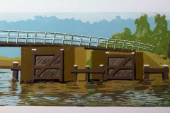 Sasbrug, houtdruk 15x30 cm