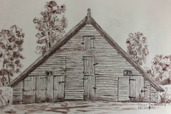 Schuur Basse. Gewassen pentekening 20x30cm