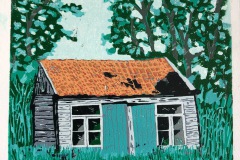 Schuur-Wetering. Houtdruk 15x 15 cm