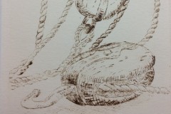 Takelblok, droge-naald, 15x15 cm