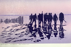 Wadlopers, houtdruk 20x30cm